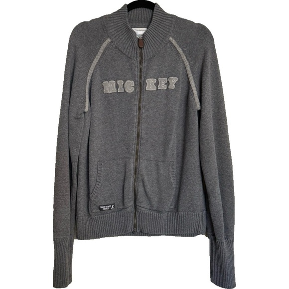 Walt Disney World Sweater XL Gray Full Zip Elbow Patches - Picture 1 of 16